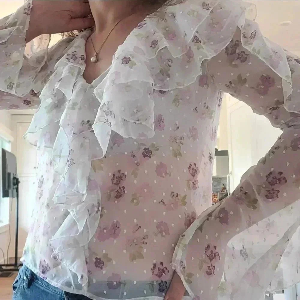 MAJORELLE ruffle flower blouse - Picture 7 of 12